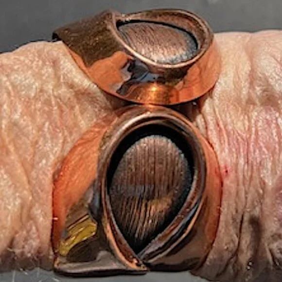 Vintage Mid Century Mod Renoir COPPER hinged Cuff Bracelet & Brooch Set - Picture 8 of 15
